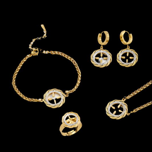 Conjunto Elegante Espiral Redonda de Acero Inoxidable