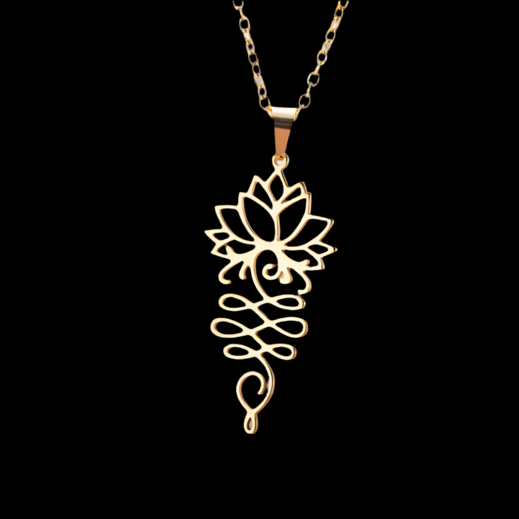 Collar de Diseño Geométrico de Lotus de Acero inoxidable