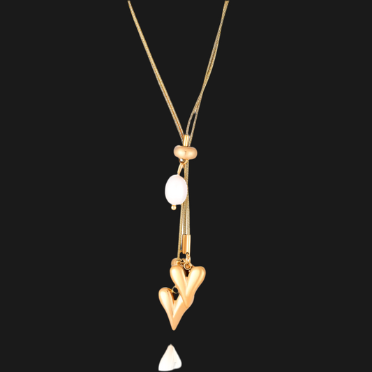 Collar de Corazón de Perlas de Acero Inoxidable