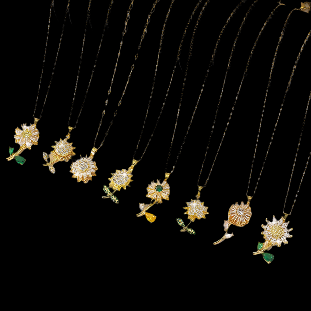 Collar de Acero de Titanio de Flor Giratoria de Moda