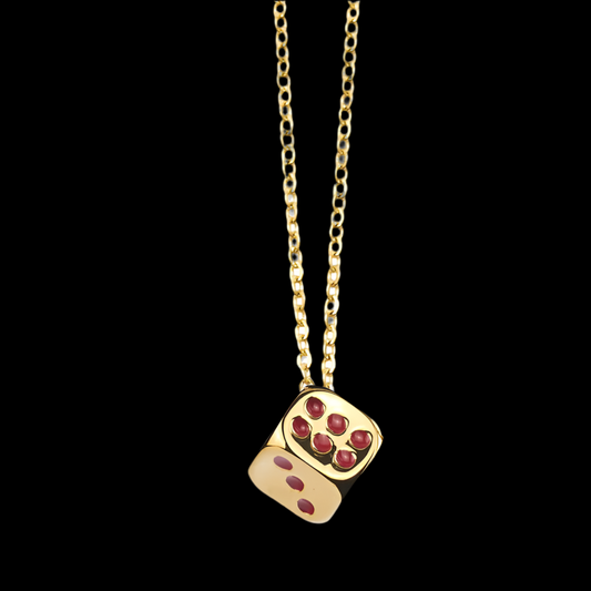Collar con Colgante de Dados de Epoxi hip-hop de Acero Inoxidable