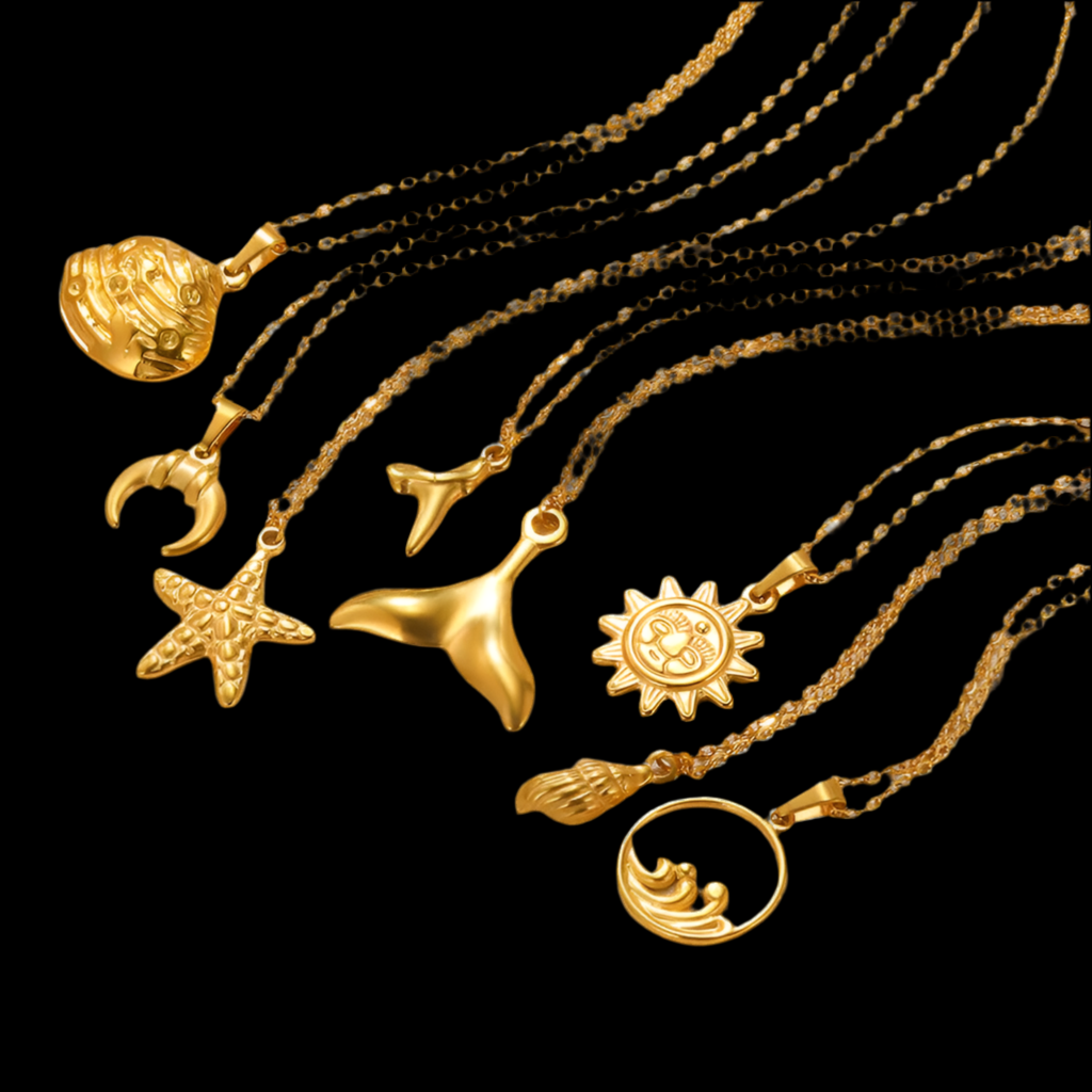 Collar con Colgantes de Acero Inoxidable