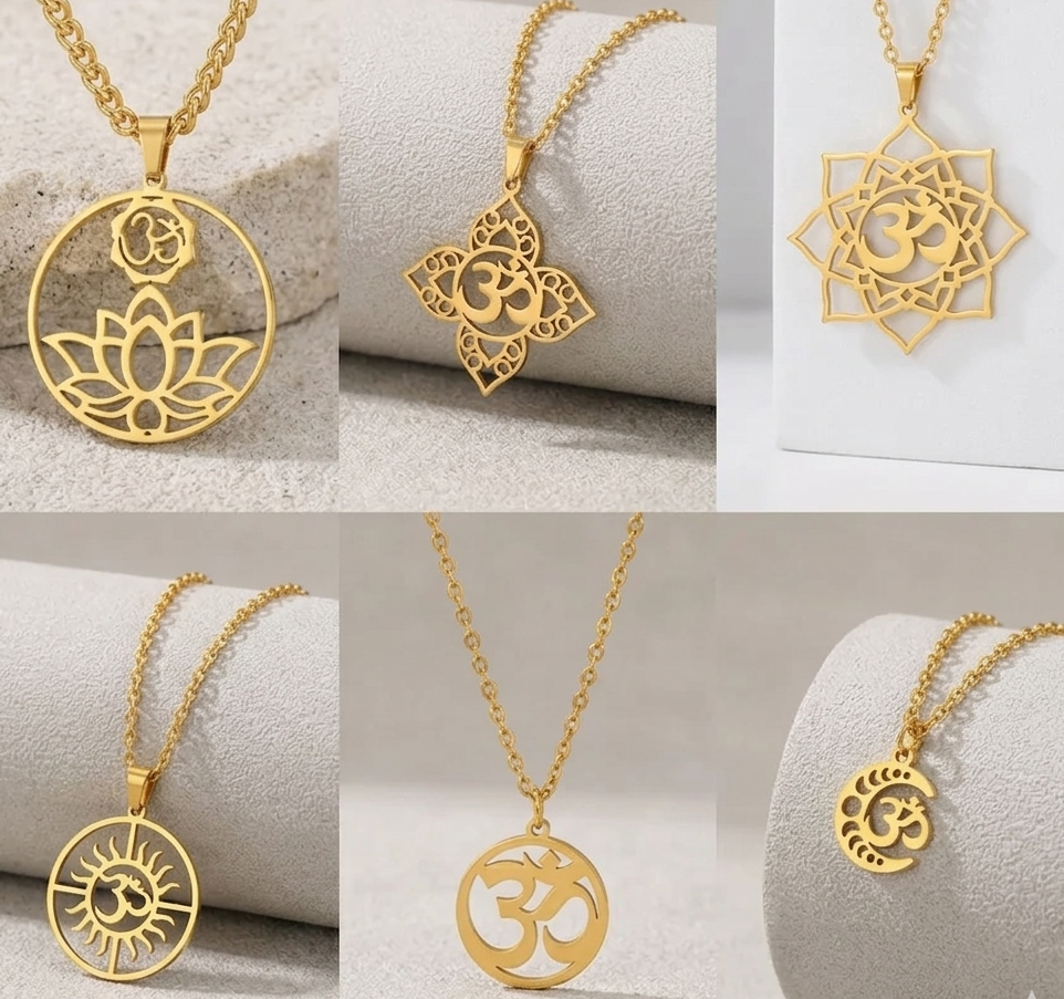 Collar Colgante de Yoga Lotus OM.