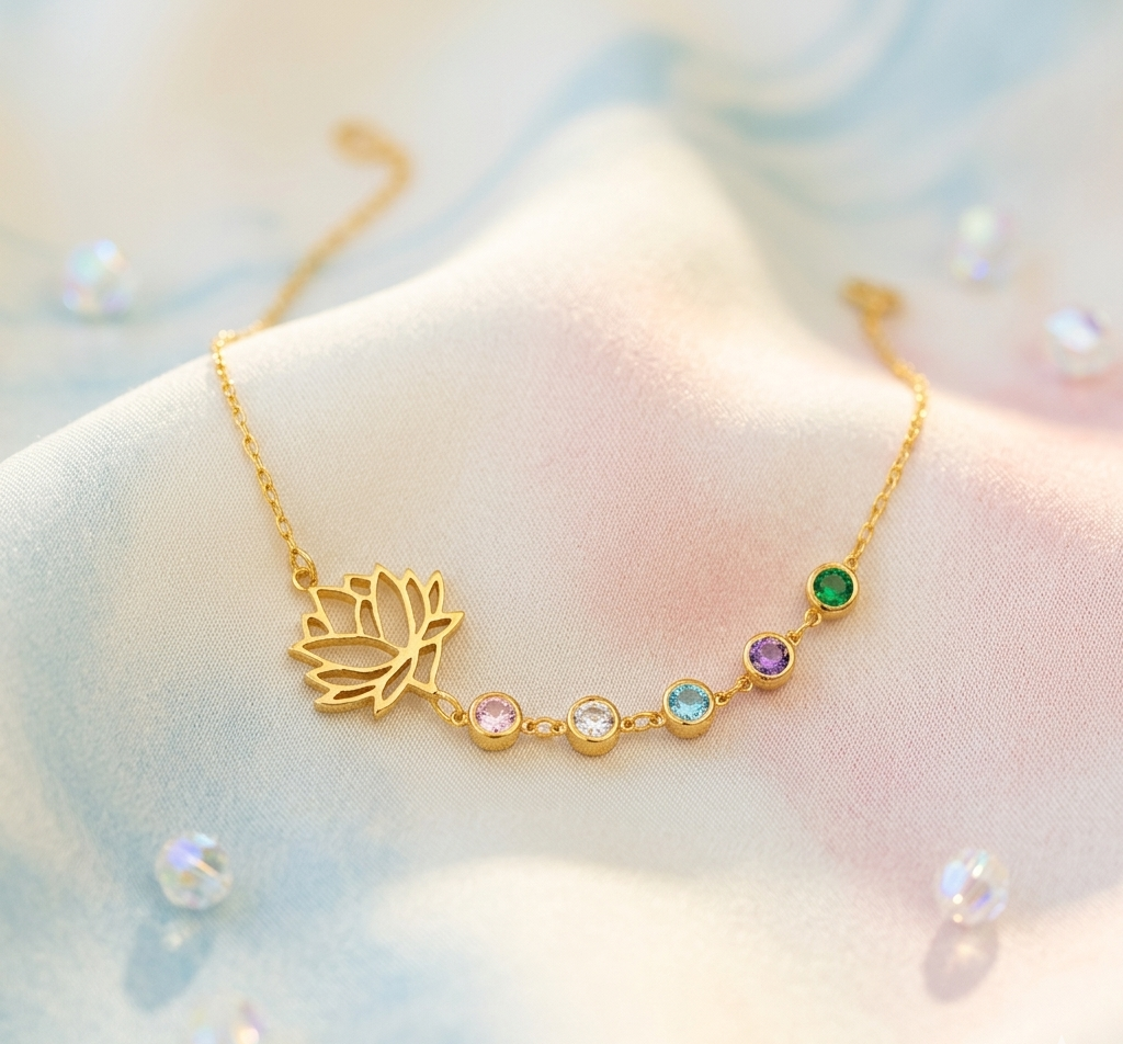 Pulsera de Loto de Flor de nacimiento de Plata Esterlina S925.