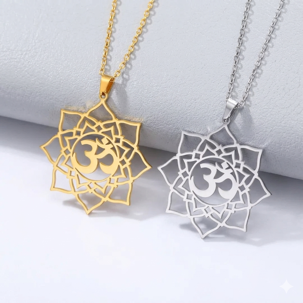 Collar Colgante de Yoga Lotus OM.