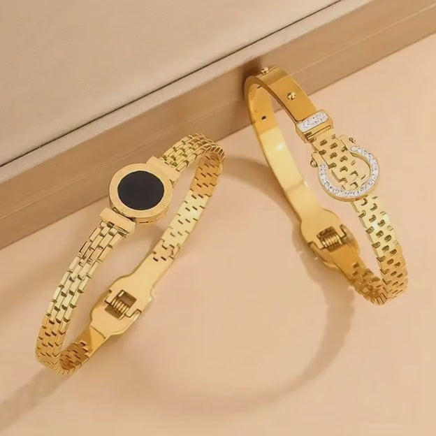 Brazalete de lujo con números romanos, de Acero Inoxidable 304, plástico y vidrio.