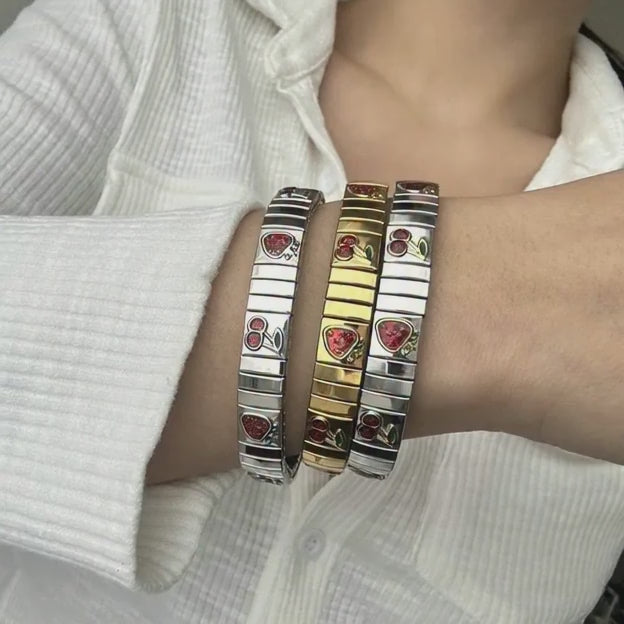 Pulsera Elástica de Acero Inoxidable Retro de Moda Italiana