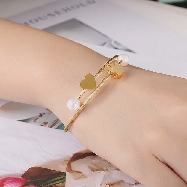 Pulsera Estilo Coreano Geométrico de Acero de Titanio.