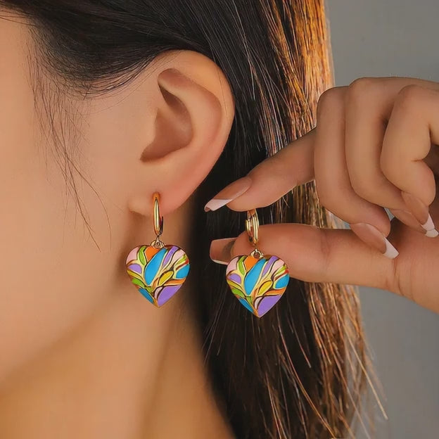 Pendientes en forma de Corazón chapados en oro de Acero Inoxidable.